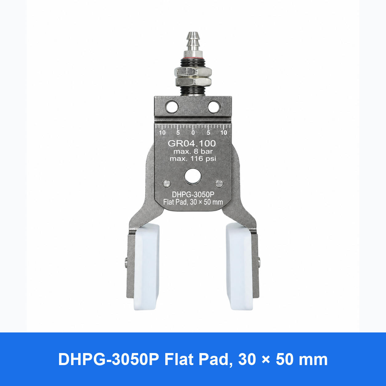DHPG or DHRG 3050 mini pneumatic gripper, DHPG-3050P Flat Pad, 30 × 50 mm