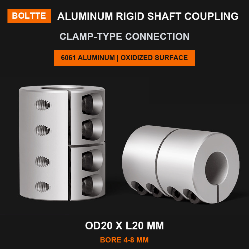 BOLTTE OD20 x L20 mm / Bore 4-8 mm aluminum rigid shaft coupling