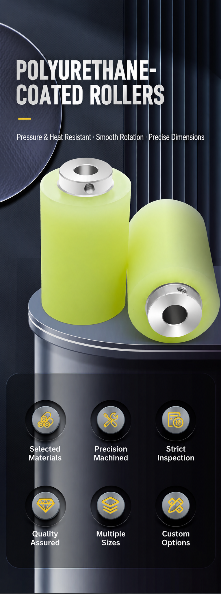 Polyurethane-coated wire feeding roller overview and manufacturing features