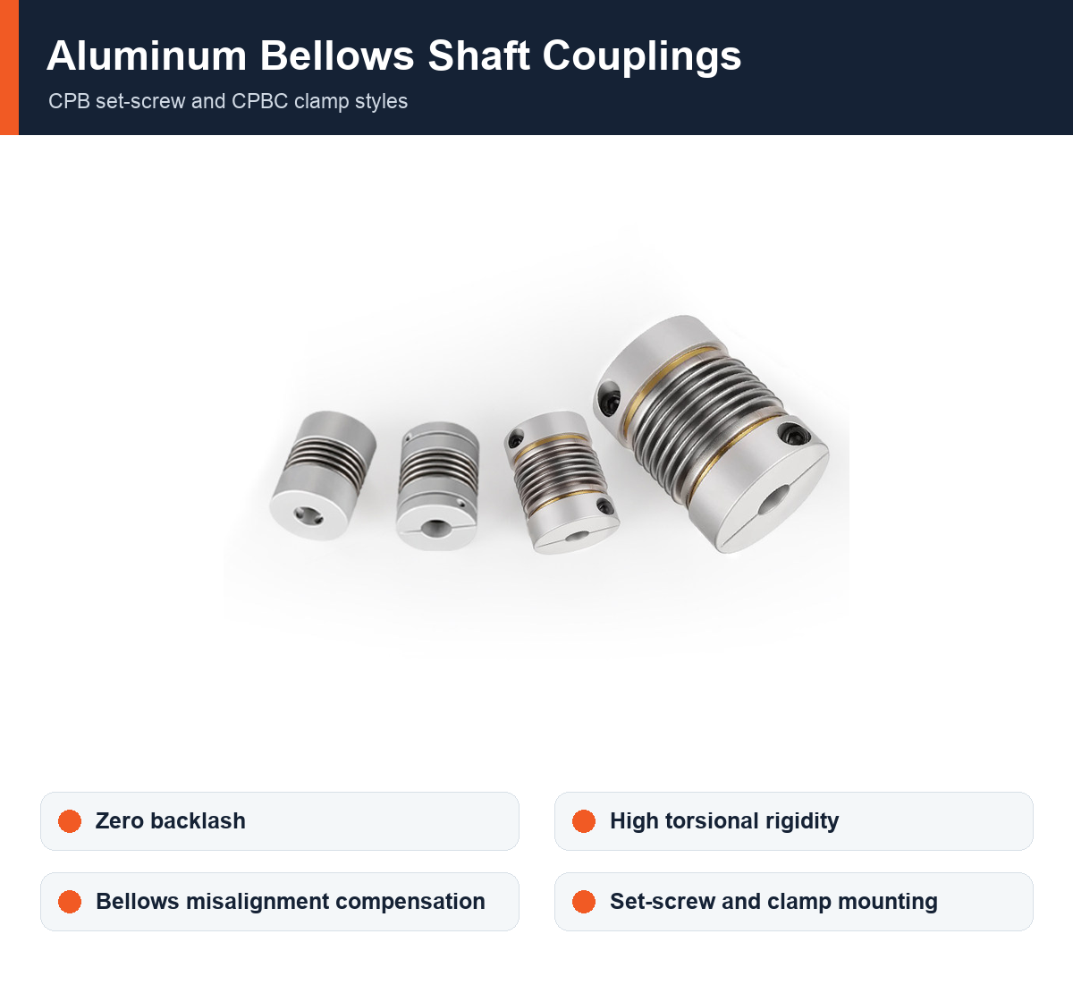 Aluminum bellows shaft coupling product overview