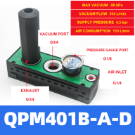 QPM401–QPM406 Multi-Stage Vacuum Generators, 354–1600 L/min