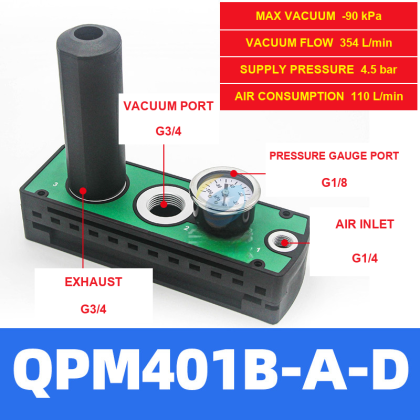 QPM401–QPM406 Multi-Stage Vacuum Generators, 354–1600 L/min