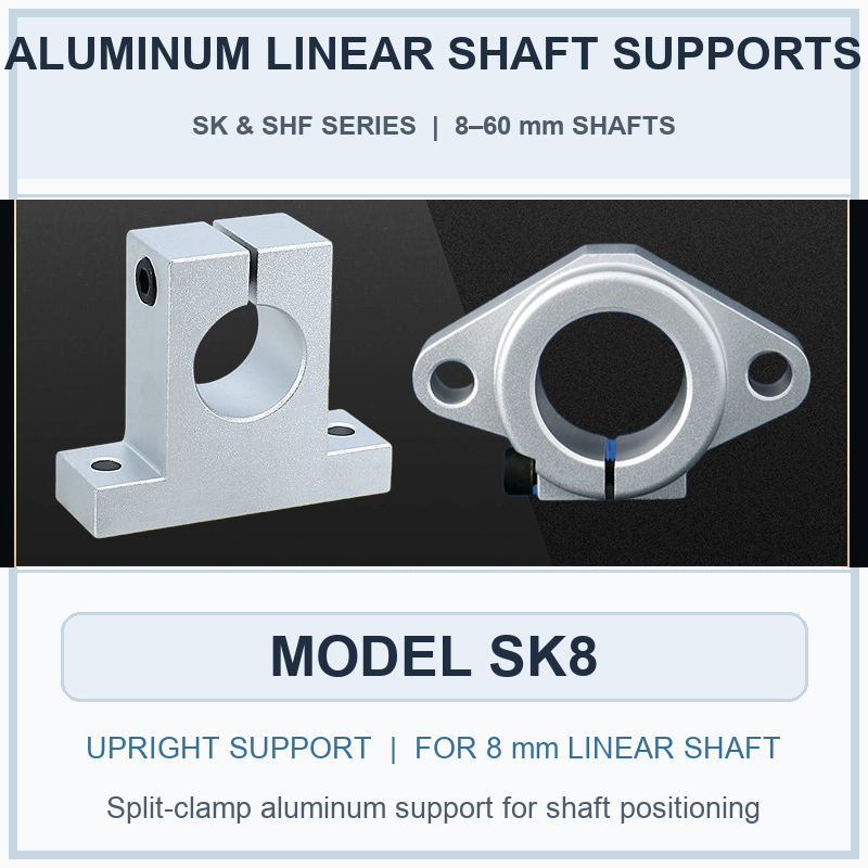 SK8 aluminum upright linear shaft support for 8 mm shaft