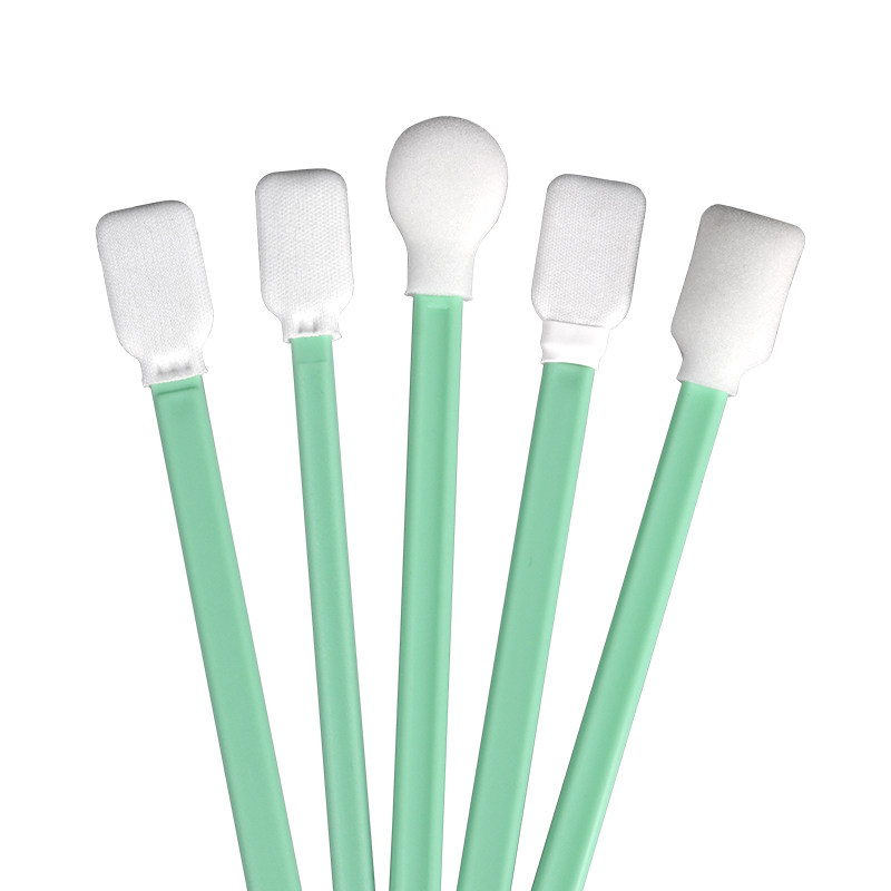 Industrial cleanroom swabs with polyester, foam and cotton tip shapes