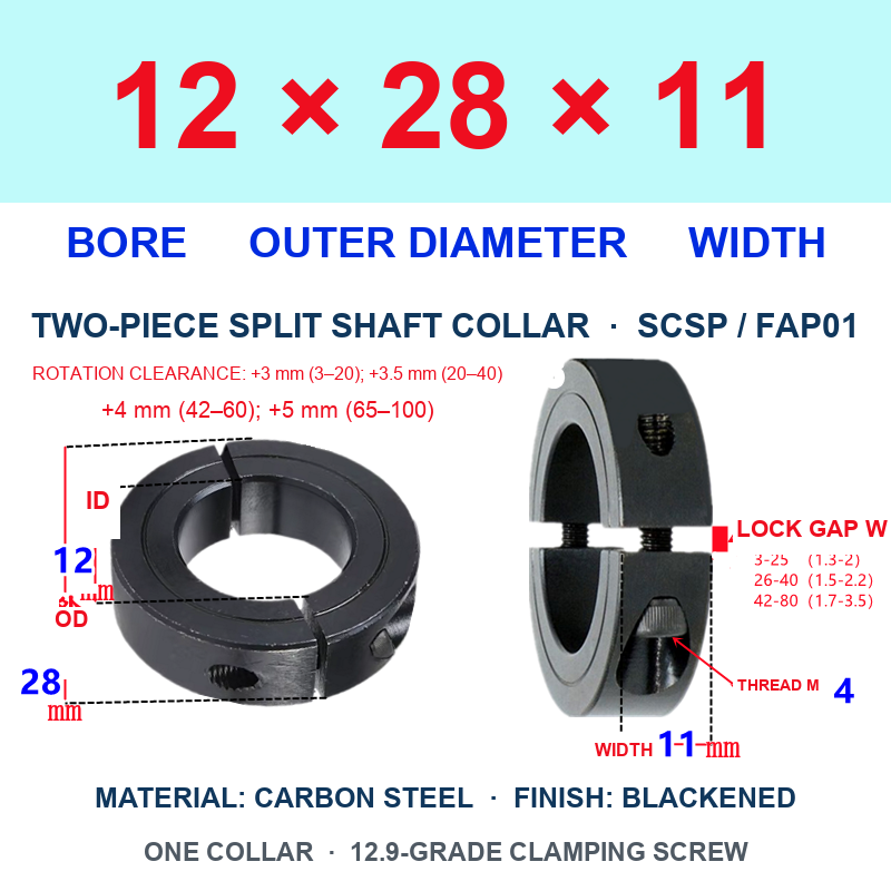 BOLTTE Carbon Steel Two-Piece Split Shaft Collars - 3-200 mm Bore-BOLTTE