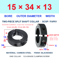 BOLTTE Carbon Steel Two-Piece Split Shaft Collars - 3-200 mm Bore-BOLTTE