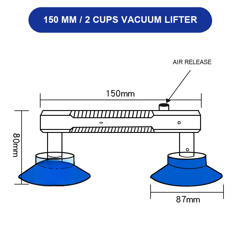 BOLTTE 150 mm / 2 Cups LCD screen and glass vacuum lifting accessory