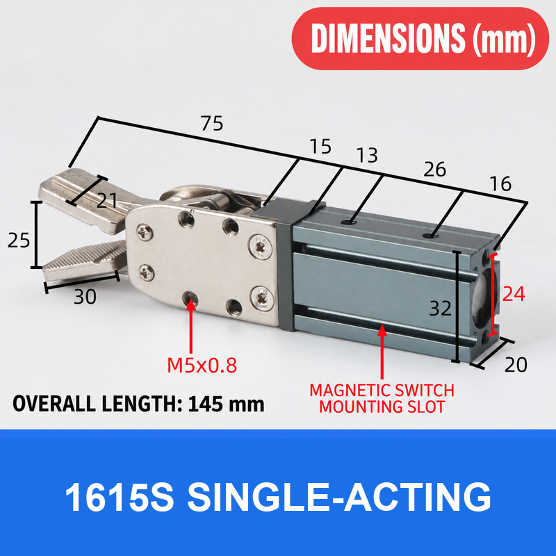 Pneumatic sprue gripper, 1615S Single-Acting