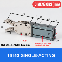 Pneumatic sprue gripper, 1615S Single-Acting