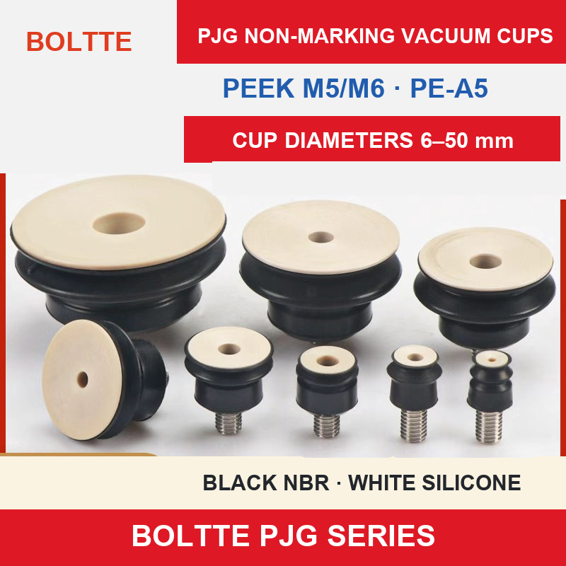PJG non-marking vacuum cup size range overview