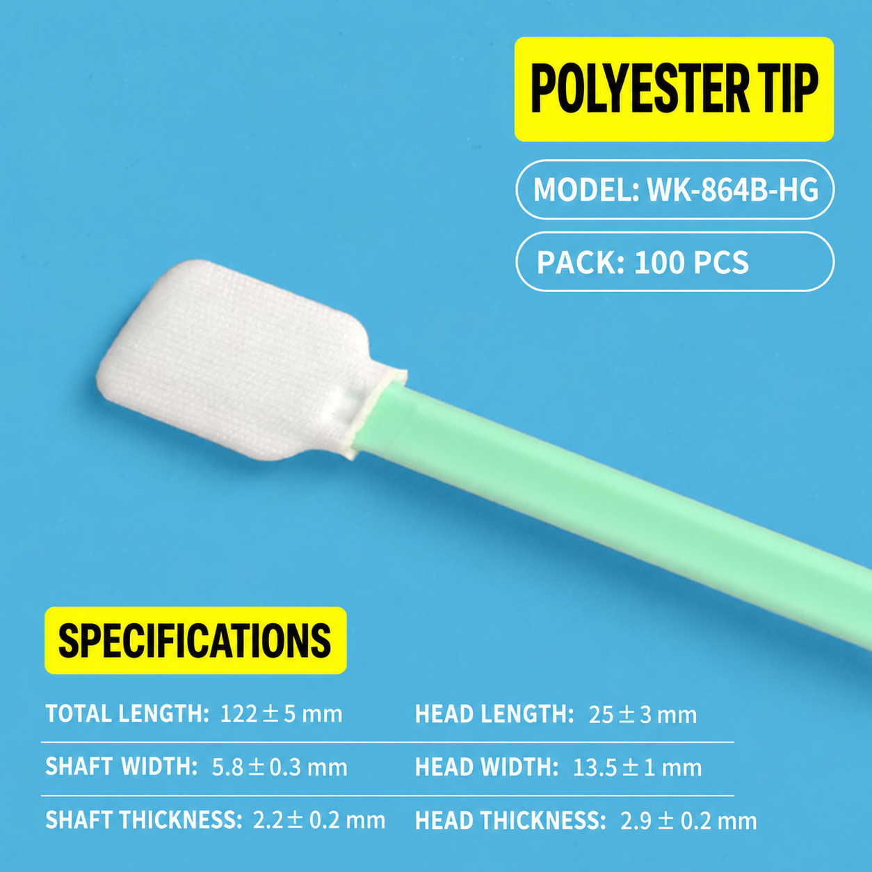 BOLTTE industrial cleaning swab WK-864B-HG – Polyester Tip – 100 pcs