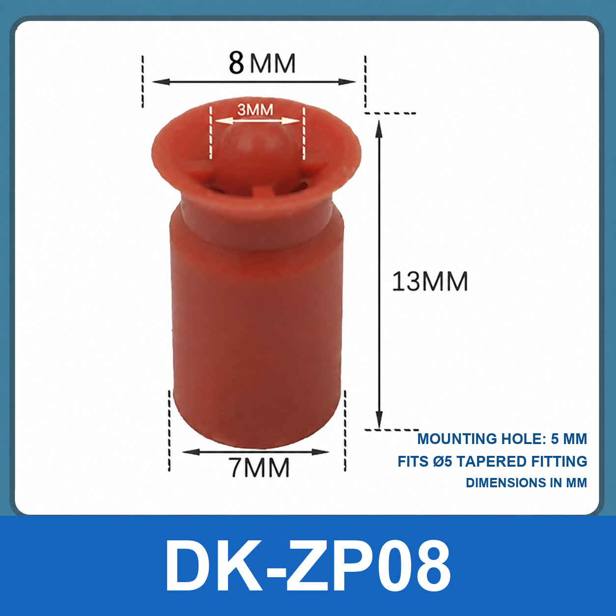 BOLTTE DK-ZP08 convex plug, 3 mm hole vacuum cup dimensional diagram