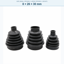 Pagoda-style rubber bellows dust boot, 8 × 26 × 30 mm