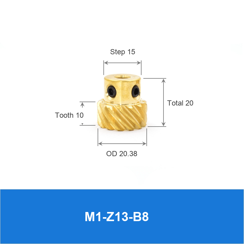 BOLTTE M1-Z13-B8 brass crossed helical gear technical drawing