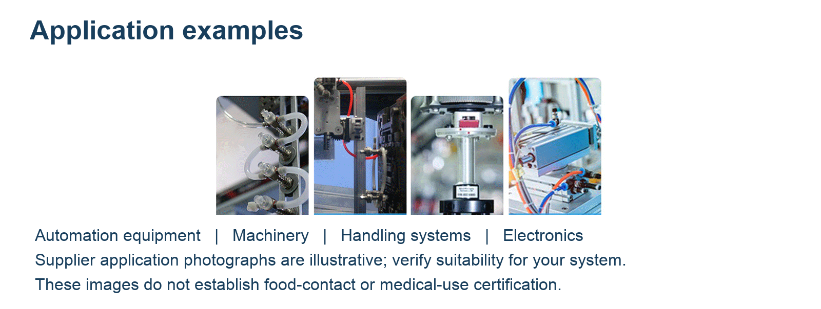 applications — SFF suction cups, original product and application photographs