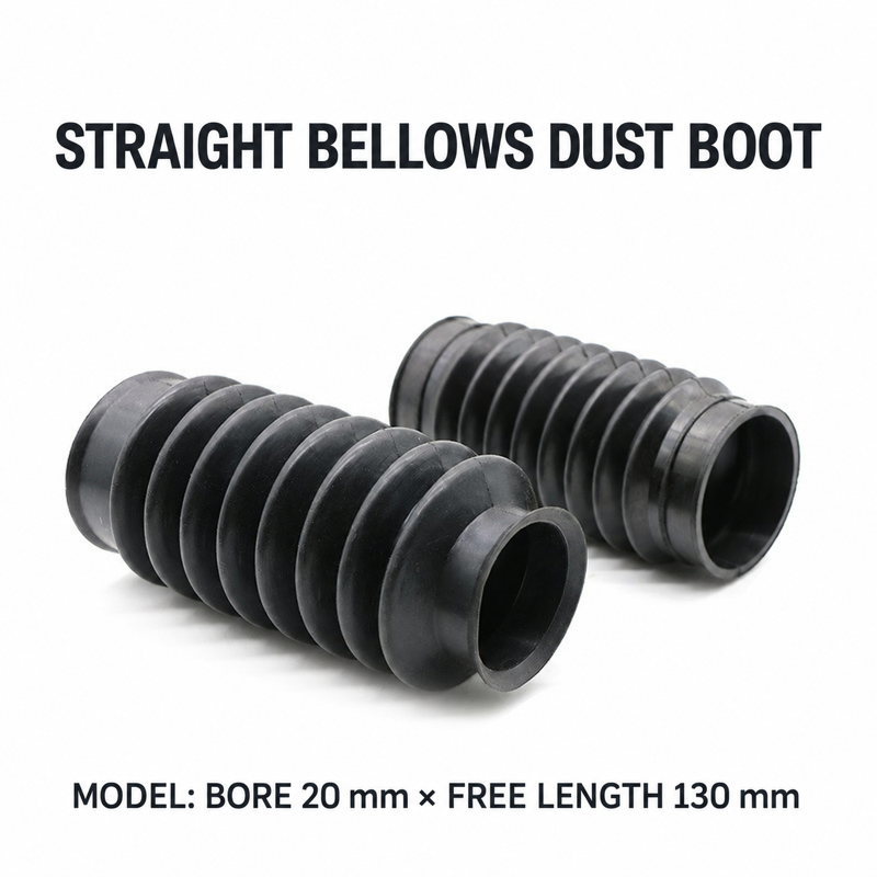 Straight rubber bellows dust boot, Bore 20 mm × Free Length 130 mm