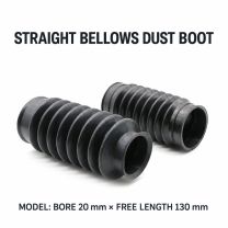 Straight rubber bellows dust boot, Bore 20 mm × Free Length 130 mm