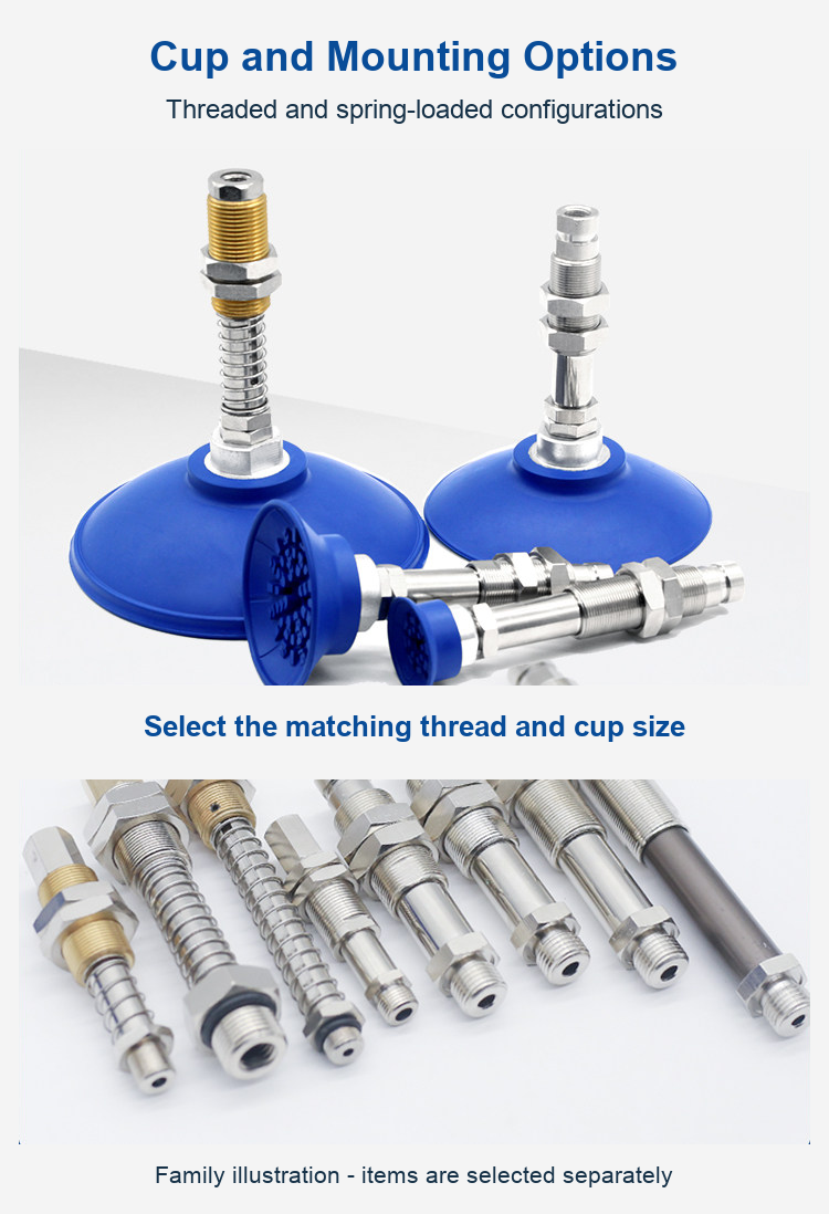 Supplied photographs of cup assemblies and mounting hardware; select each component by its exact option name.
