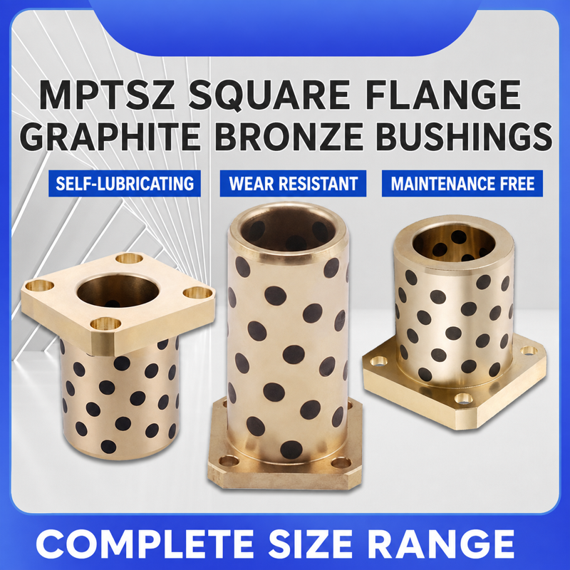 MPTSZ square flange graphite bronze bushing size range