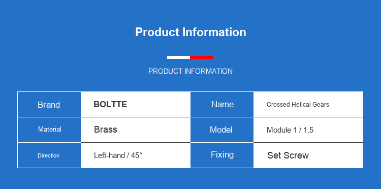 BOLTTE brass crossed helical gears product information