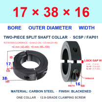 BOLTTE Carbon Steel Two-Piece Split Shaft Collars - 3-200 mm Bore-BOLTTE