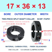 BOLTTE Carbon Steel Two-Piece Split Shaft Collars - 3-200 mm Bore-BOLTTE