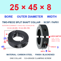 BOLTTE Carbon Steel Two-Piece Split Shaft Collars - 3-200 mm Bore-BOLTTE