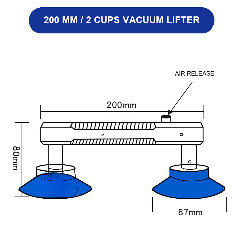 BOLTTE 200 mm / 2 Cups LCD screen and glass vacuum lifting accessory