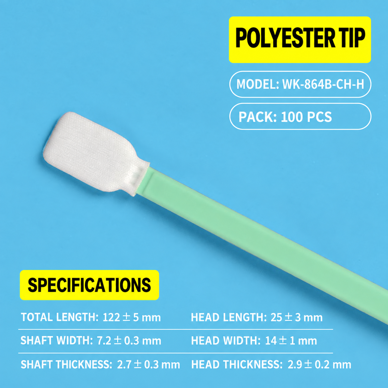 BOLTTE industrial cleaning swab WK-864B-CH-H – Polyester Tip – 100 pcs