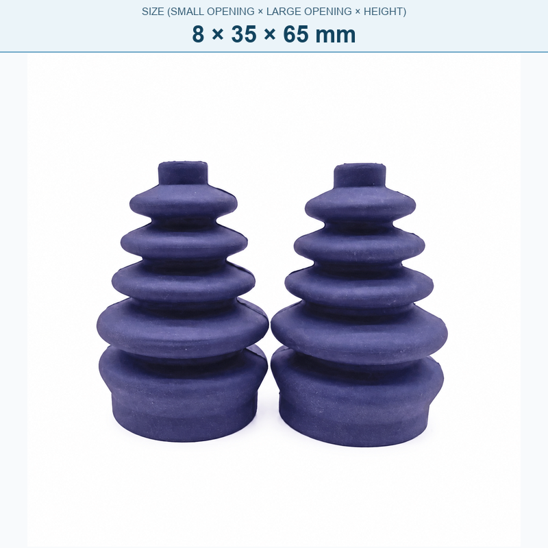 Pagoda-style rubber bellows dust boot, 8 × 35 × 65 mm