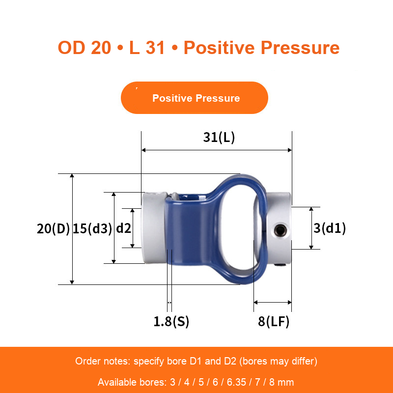 BOLTTE GB-D20-L31-PP aluminum flexible shaft coupling technical drawing