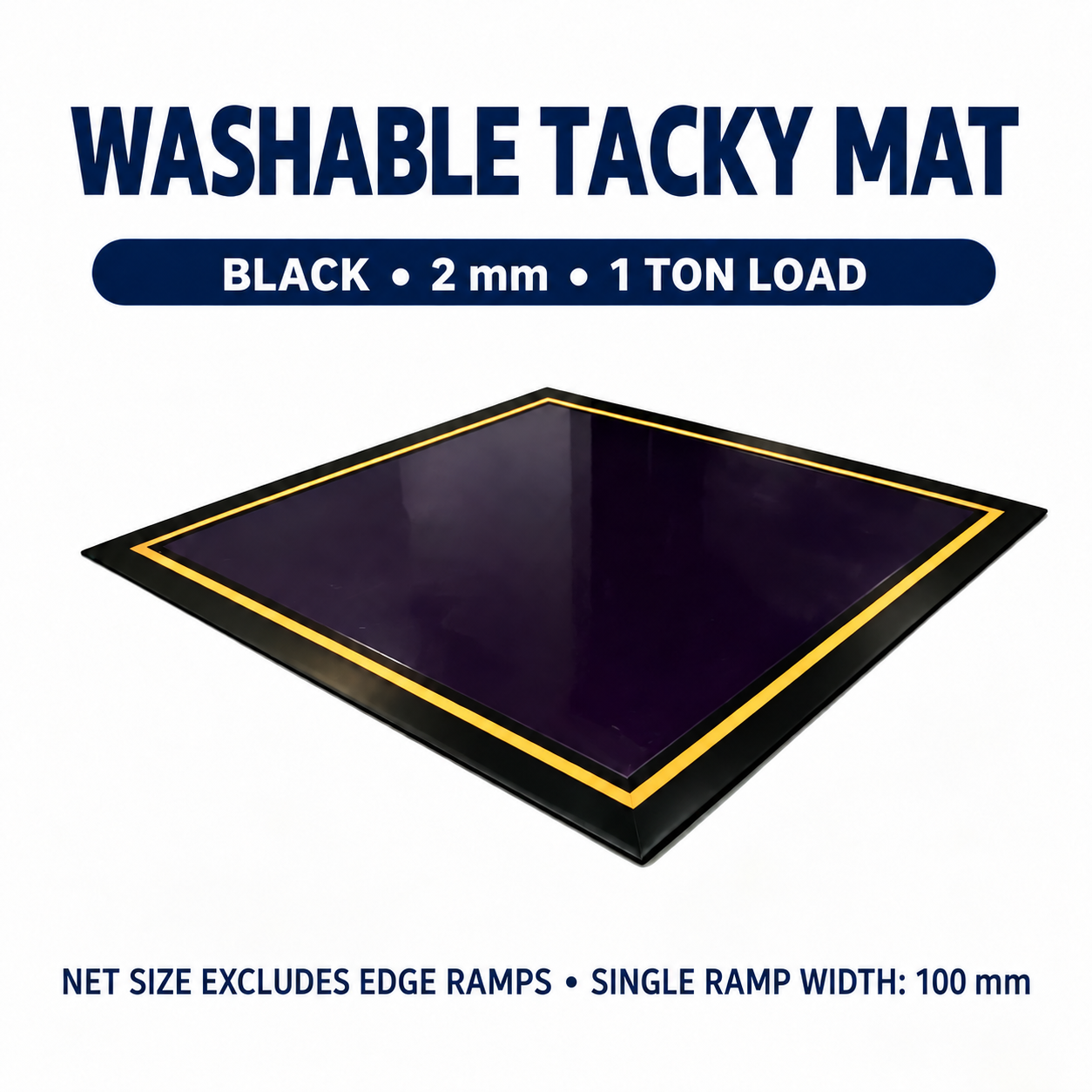 Washable tacky mat, black 2mm 1ton