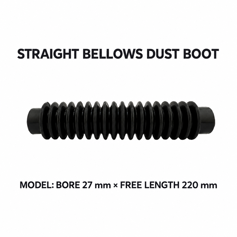 Straight rubber bellows dust boot, Bore 27 mm × Free Length 220 mm