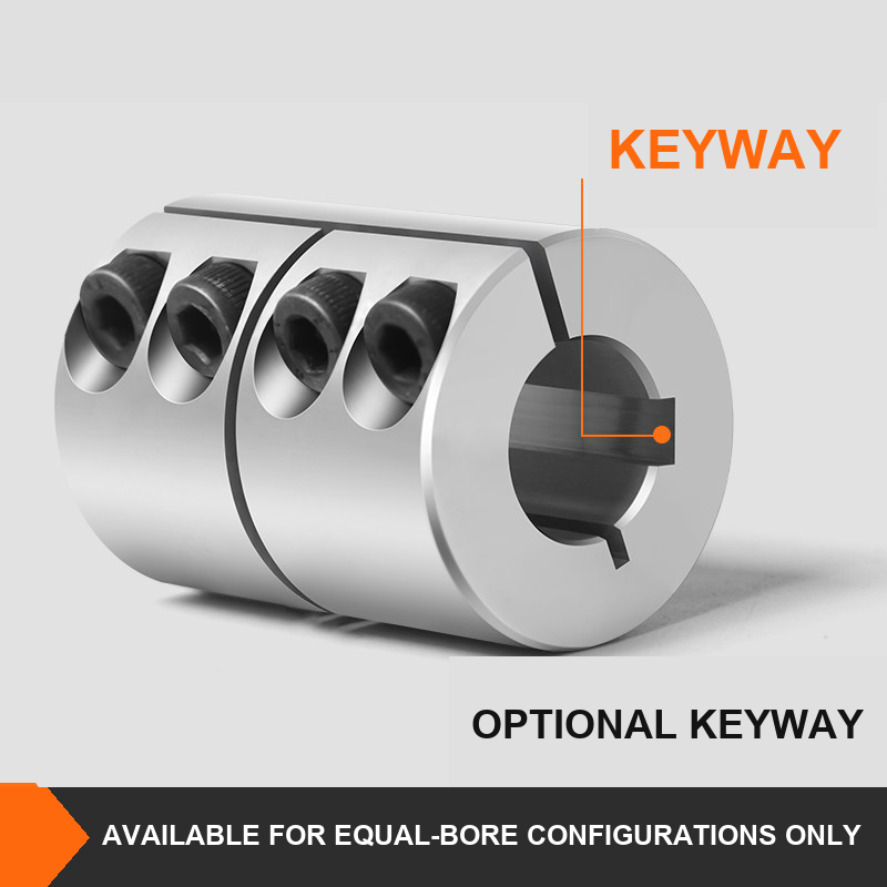 Optional keyway for equal-bore rigid coupling configurations