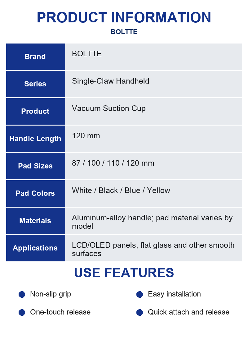BOLTTE handheld vacuum suction cup product information