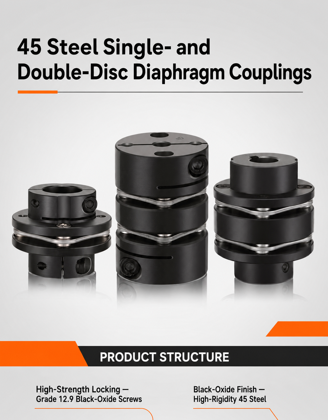 45 steel single and double disc diaphragm coupling structure