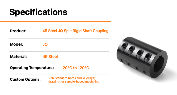 JQ split rigid shaft coupling specifications