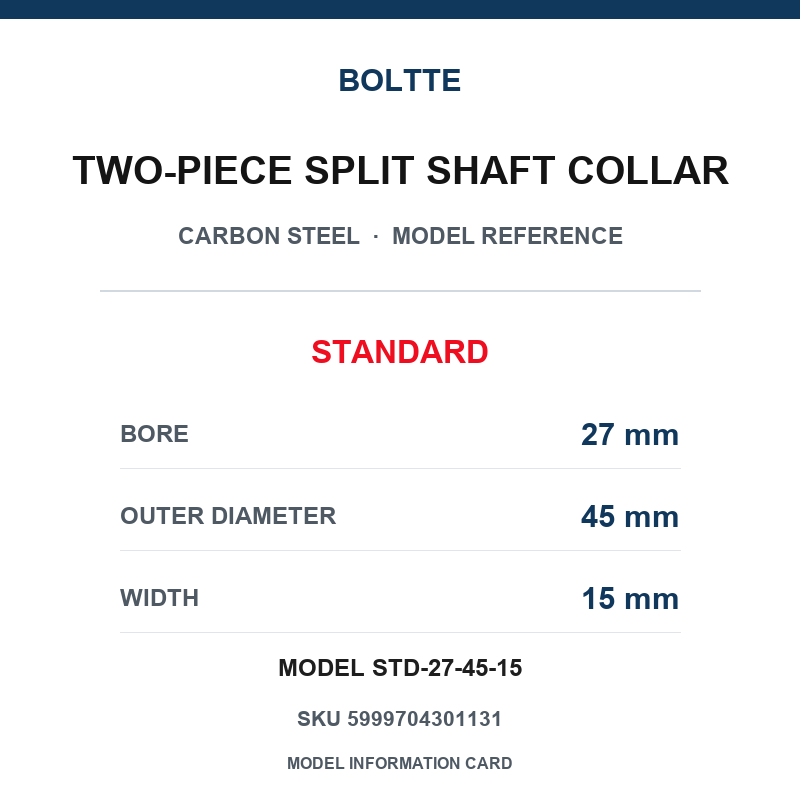 BOLTTE Carbon Steel Two-Piece Split Shaft Collars - 3-200 mm Bore-BOLTTE