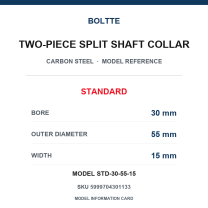 BOLTTE Carbon Steel Two-Piece Split Shaft Collars - 3-200 mm Bore-BOLTTE