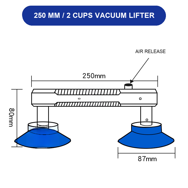 BOLTTE 250 mm / 2 Cups LCD screen and glass vacuum lifting accessory