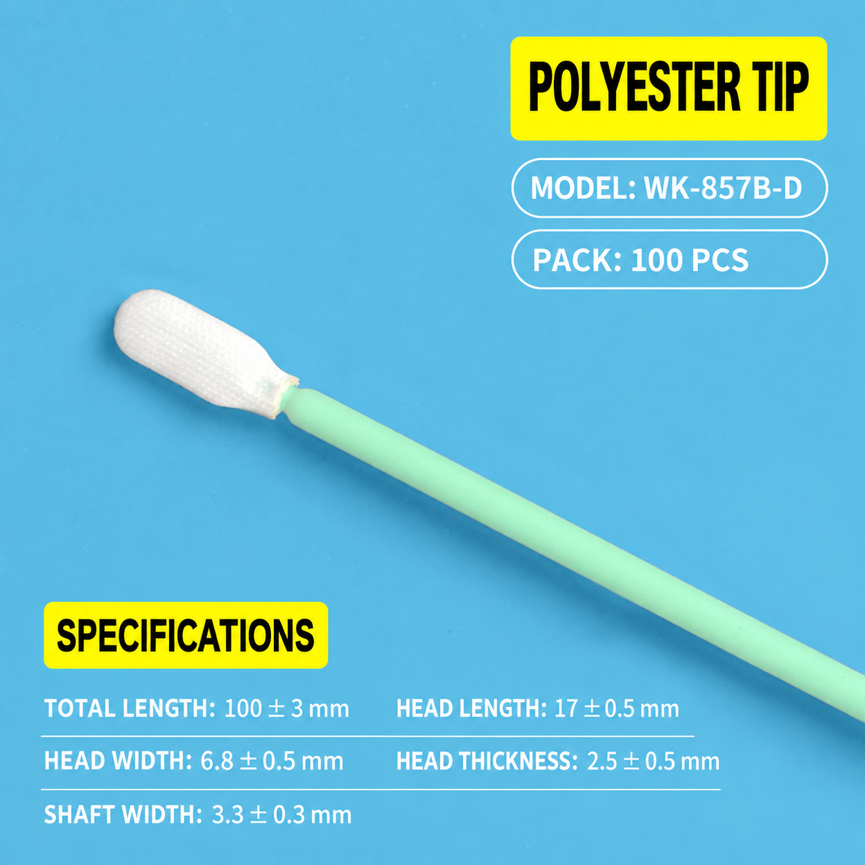 BOLTTE industrial cleaning swab WK-857B-D – Polyester Tip – 100 pcs