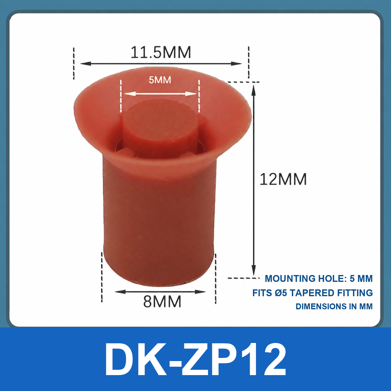 BOLTTE DK-ZP12 flat plug, 5 mm hole vacuum cup dimensional diagram