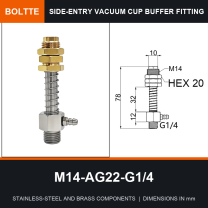 BOLTTE M14-AG22-G1/4 side-entry rotary vacuum cup buffer fitting