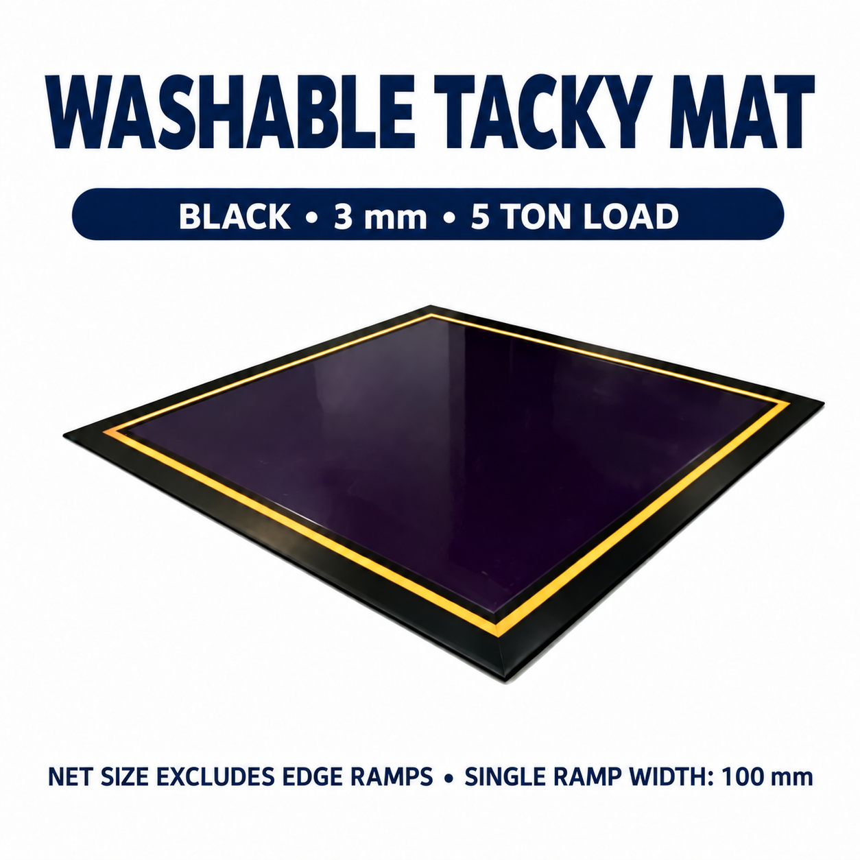 Washable tacky mat, black 3mm 5ton
