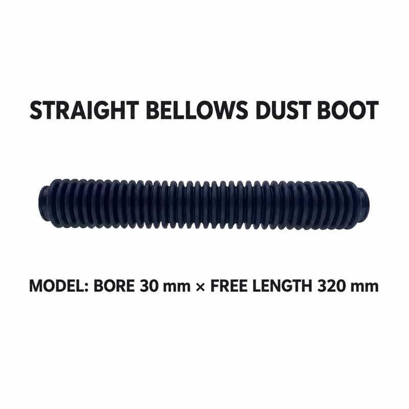 Straight rubber bellows dust boot, Bore 30 mm × Free Length 320 mm