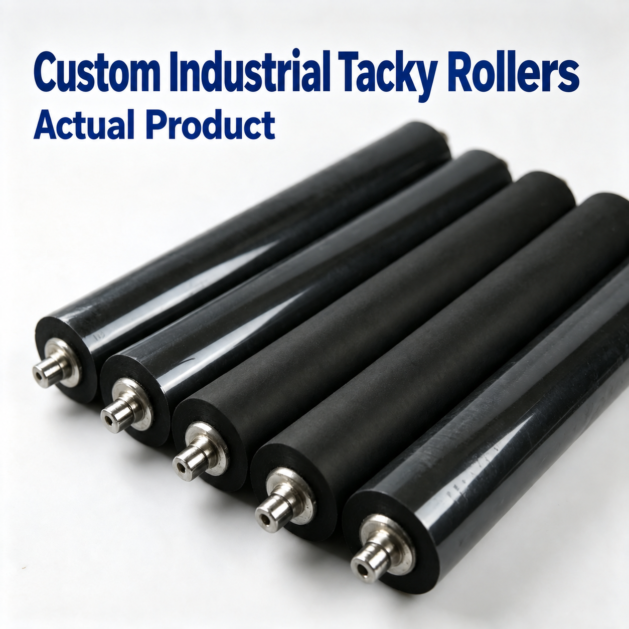 Custom black industrial tacky rollers in multiple finishes