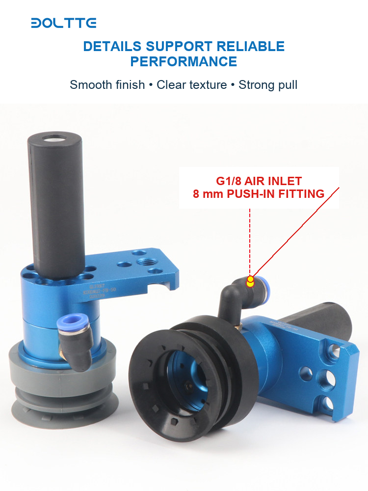 SLB-50 vacuum cup detail view with G1/8 air inlet and 8 mm fitting