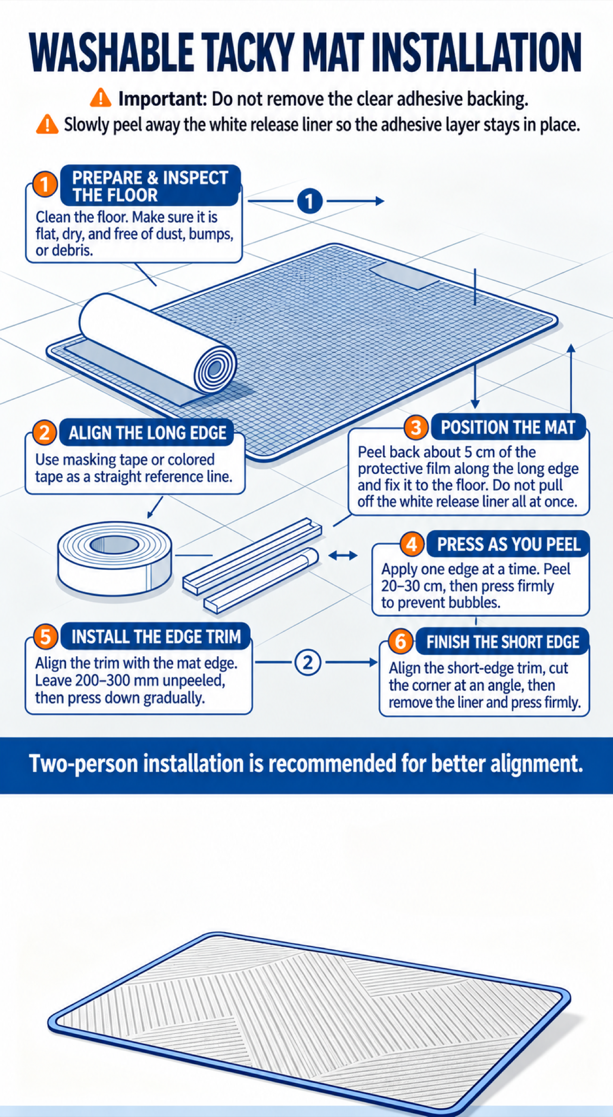 Washable tacky mat installation guide