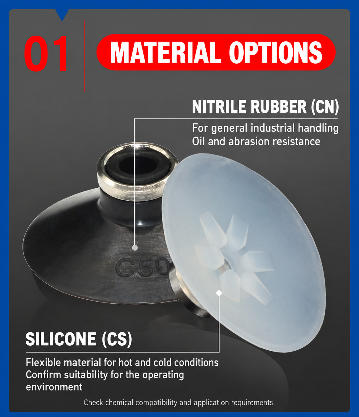 ZP-C silicone and nitrile rubber material selection