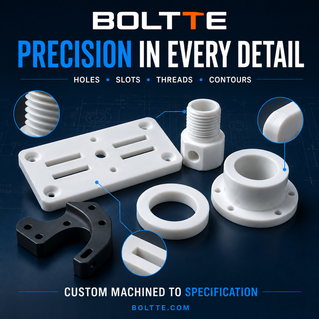 BOLTTE Custom PTFE Machined Parts | Non-Standard Made to Drawing-BOLTTE